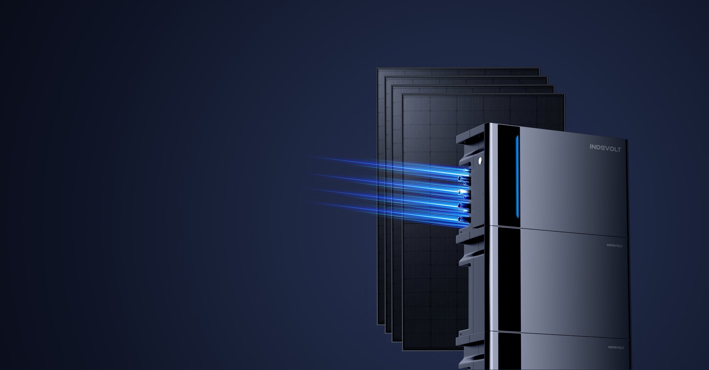 Modulaire Indevolt thuisbatterij met donkere behuizing