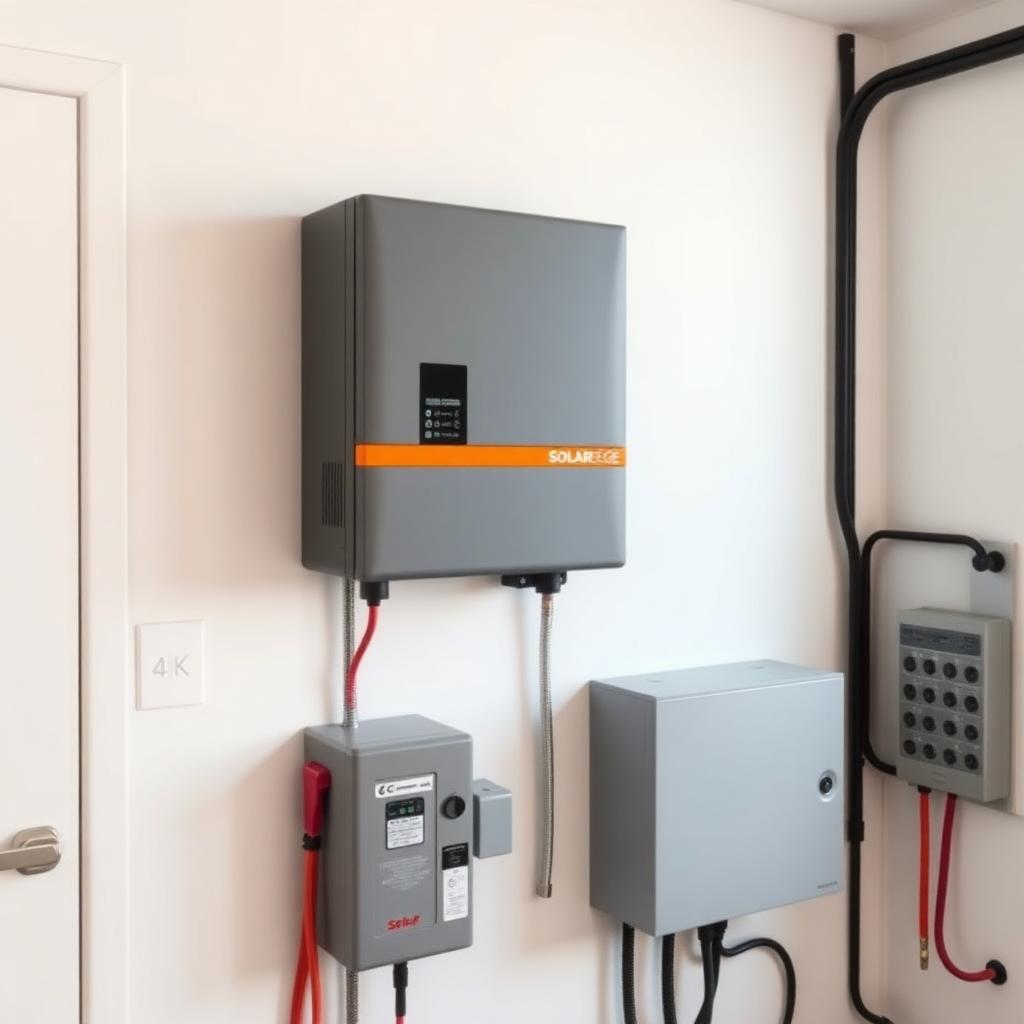 SolarEdge omvormer aan witte muur in Nederlandse technische ruimte